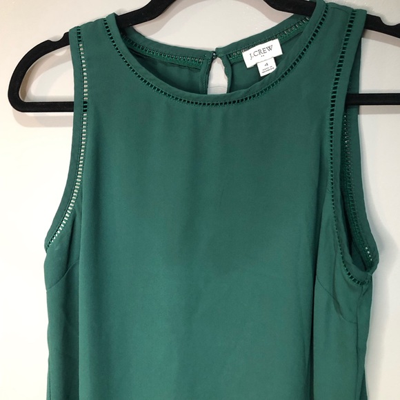 J Crew Women's Dark Green Sleeveless Tank Top with Ladder Trim - Picture 7 of 10